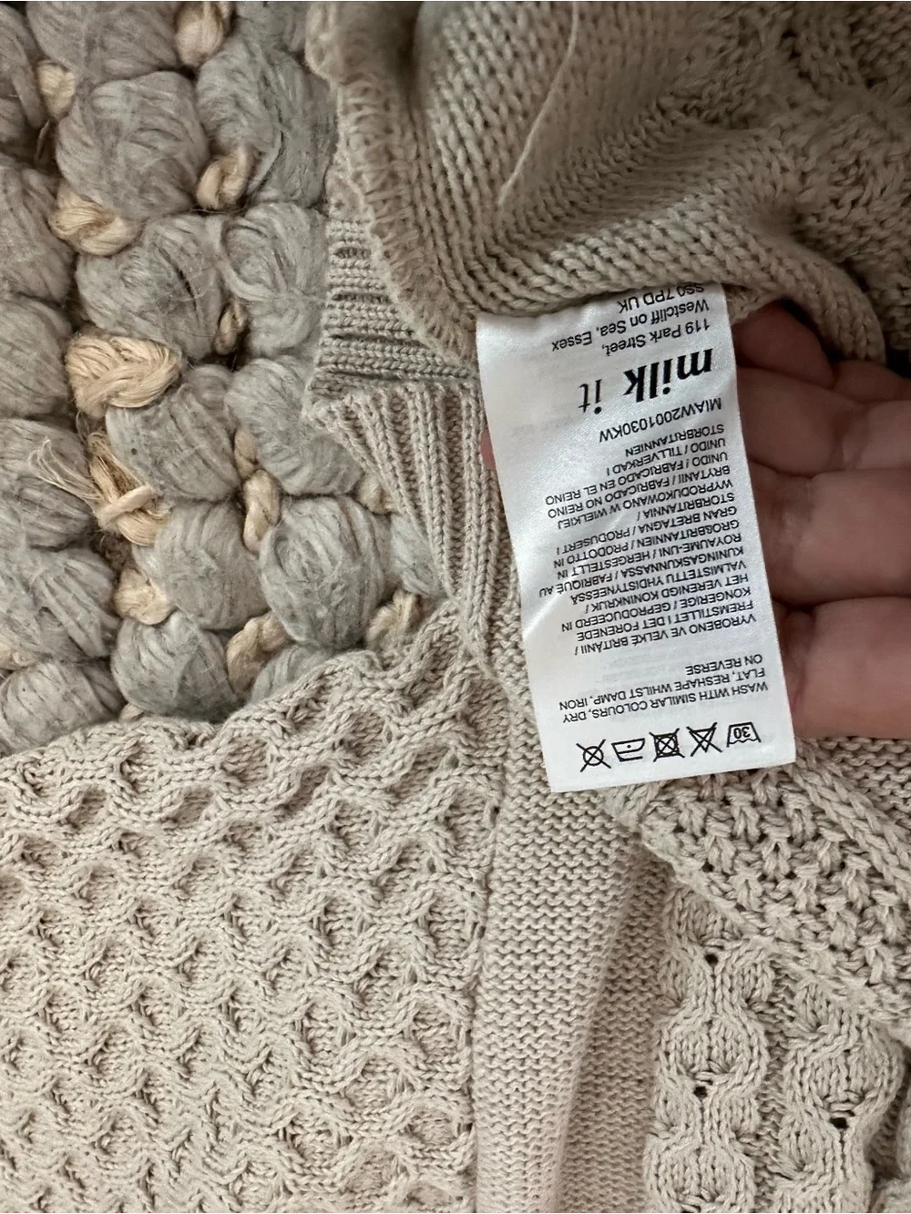 Milk It Cable Knit Cropped Cardigan Sweater Beige Patchwork Sz 14 Urban Outfitte
